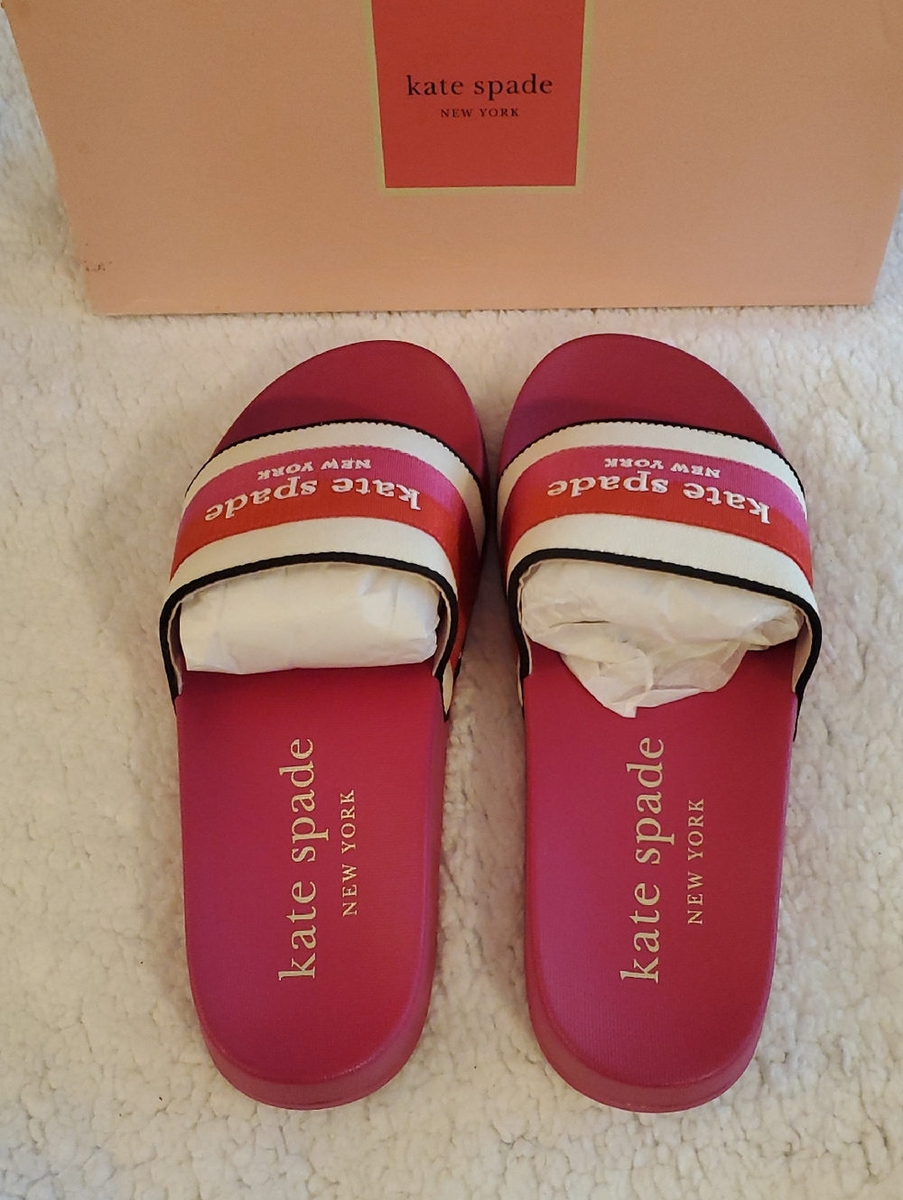 NWB Kate Spade New York Buttercup Slide -SZ 9- Pink & Heirloom Tomato Colorway